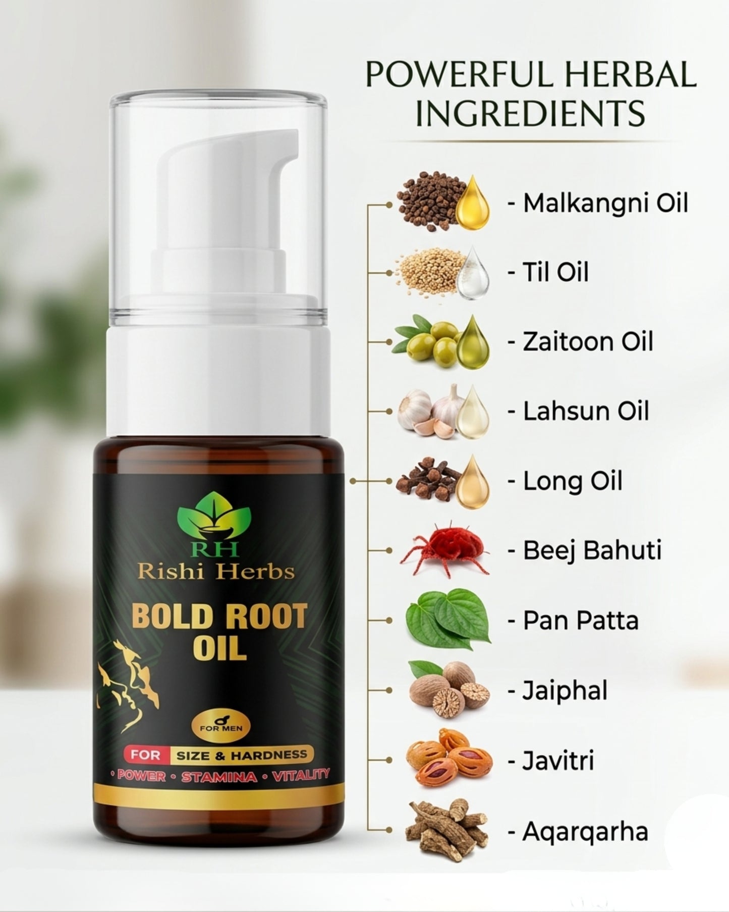 Rishi Herbs Bold Root Oil – Natural Power, Stamina & Confidence Booster for Men 💪🌿