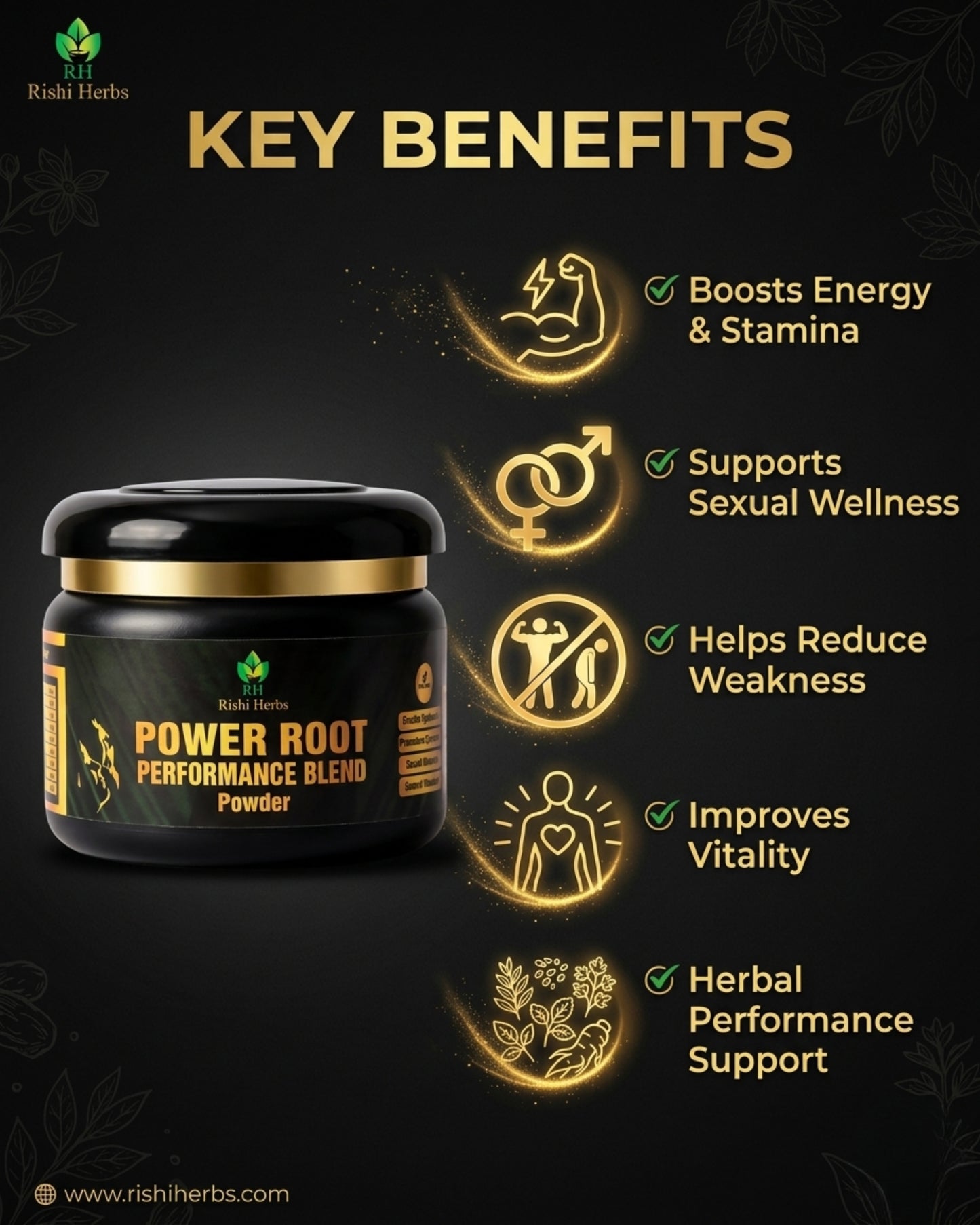 Power Root Performance Blend Powder | Premium Ayurvedic Men’s Wellness Formula 💪🌿